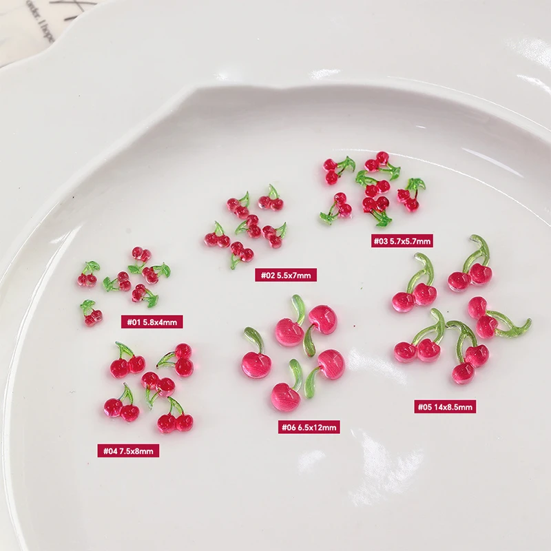 20個入り スイート3Dミニレッドチェリーネイルアートアクセサリー レジンフルーツネイルチャーム ジュエリーネイルアートデコレーションパーツ DIYマニキュアツール