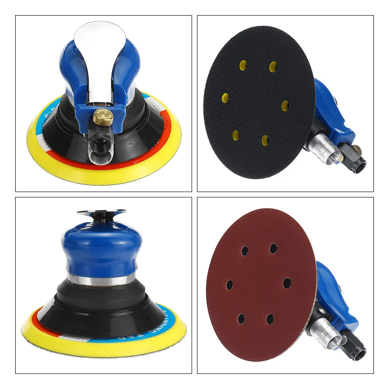NuoDunco 5-дюймовый/6-дюймовый пневматический орбитальный шлифовальный станок Воздушный полировщик 125 мм/150 мм Воздушная вакуумная шлифовальная машина для полировки металла и дерева автомобиля