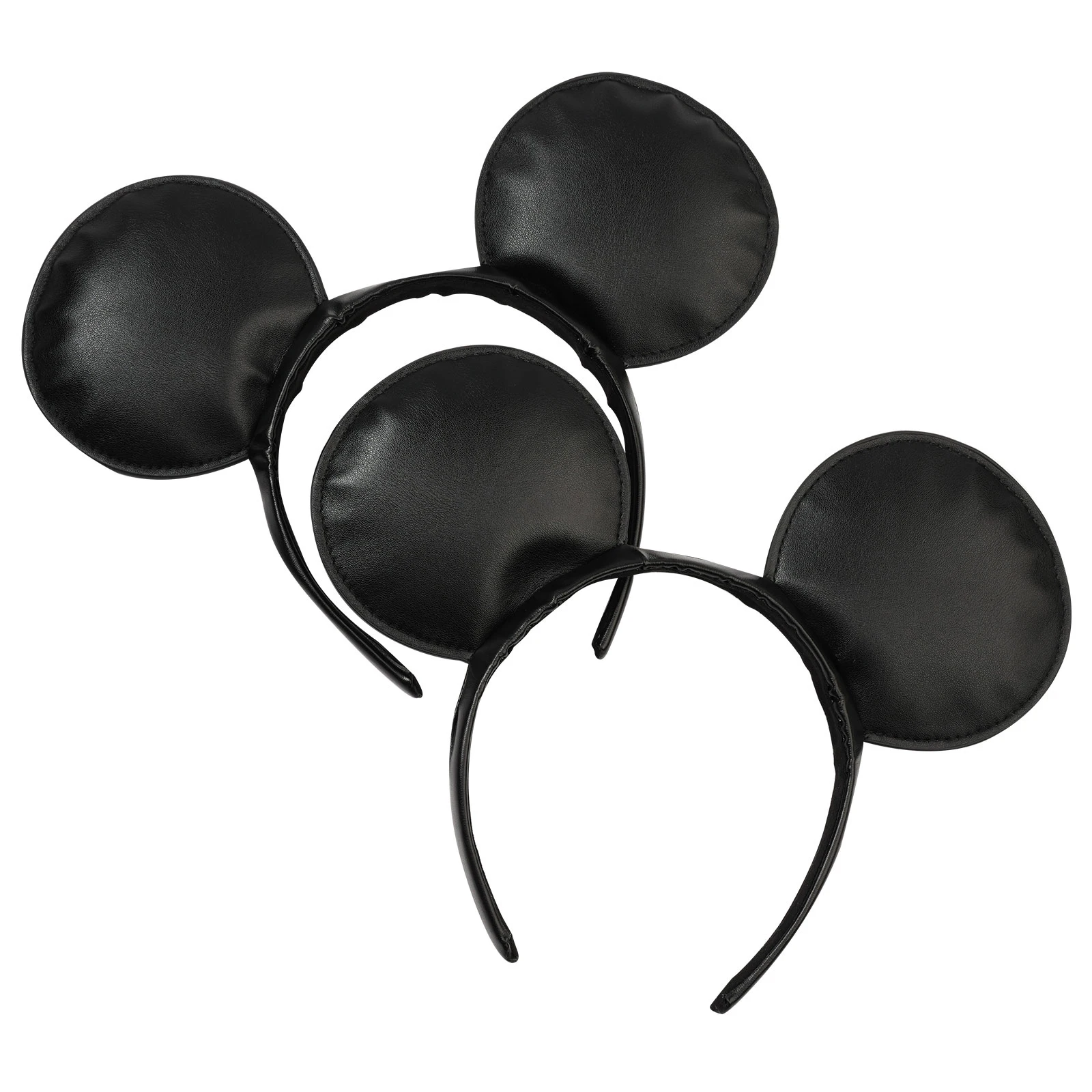 Handmade Cartoon Cute PU Leather Mouse Ear Hairband Black Mo