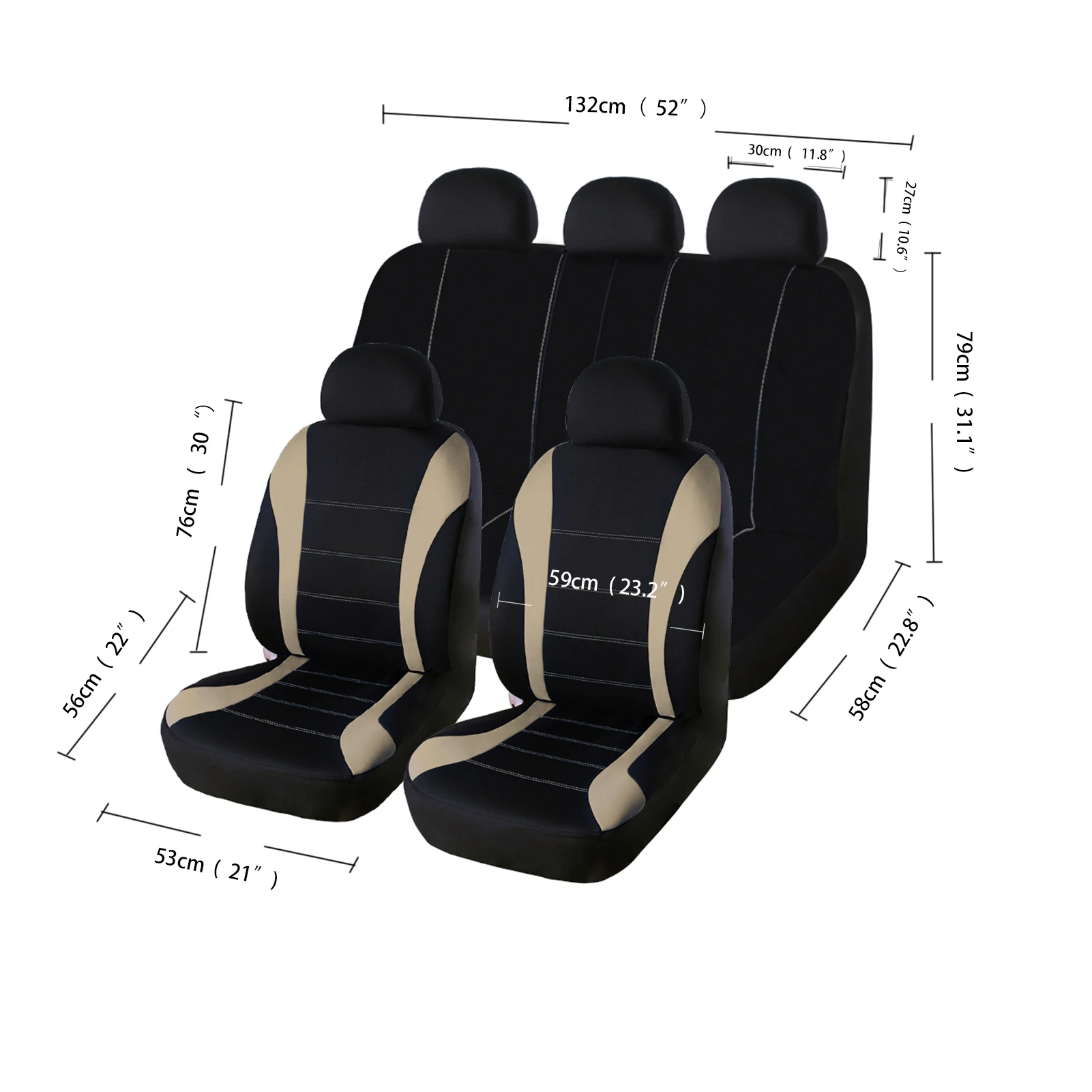 AUTO HIGH Universal Auto Seat Covers Full Set for Car Truck SUV Van Polyester Front & Rear Protector