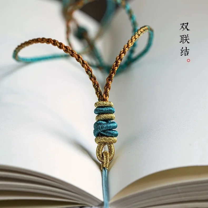 Yno Handmade Chinese Style Lucky Blessing Knot Necklace Cord Auspicious Tongxin Double Connection Knot Pendant Rope For Amulet