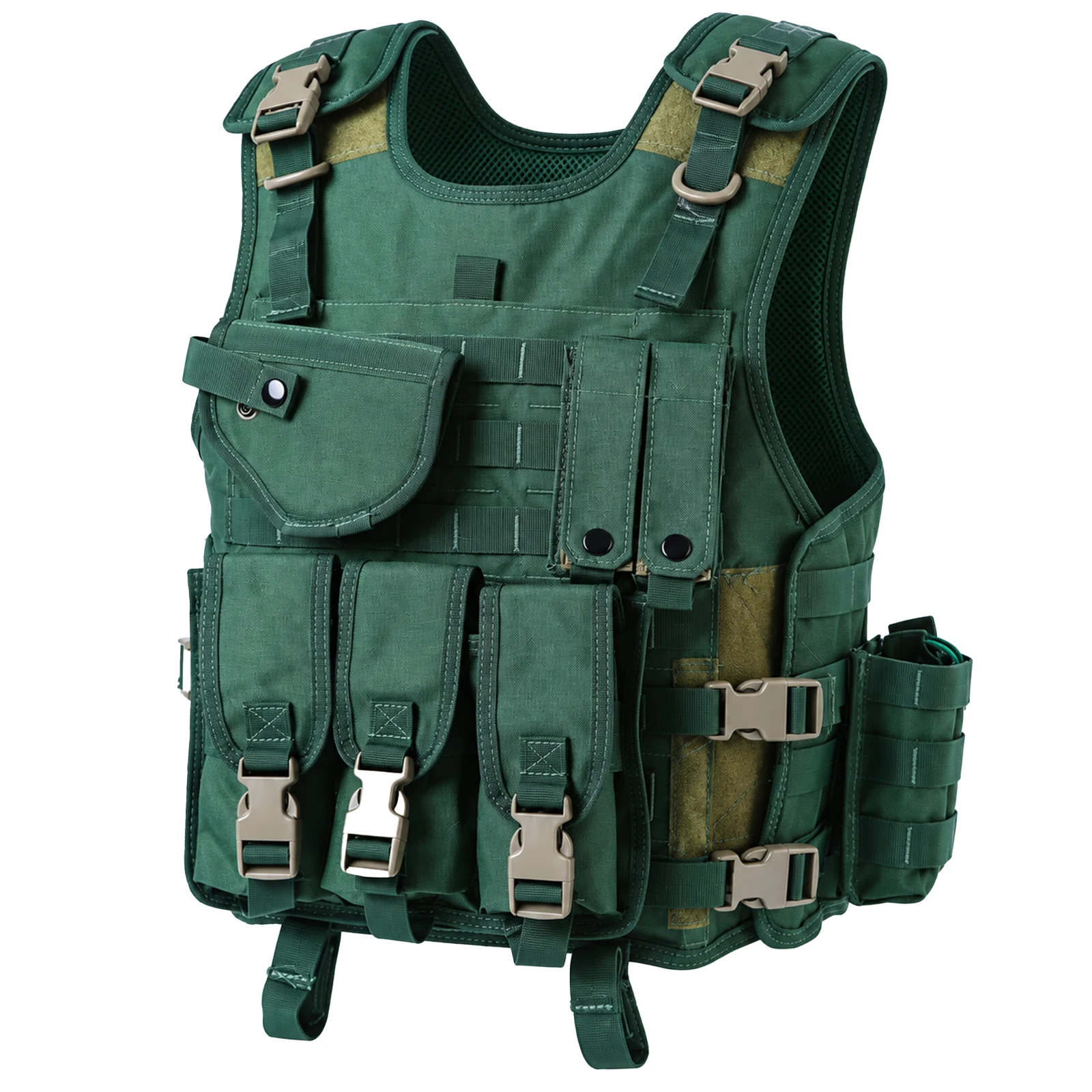 Tactical Vest MOLLE Modular Utility Carrier Multi Pocket Storage Adjustable Outdoor Training Vest for Hiking Travel Role Play