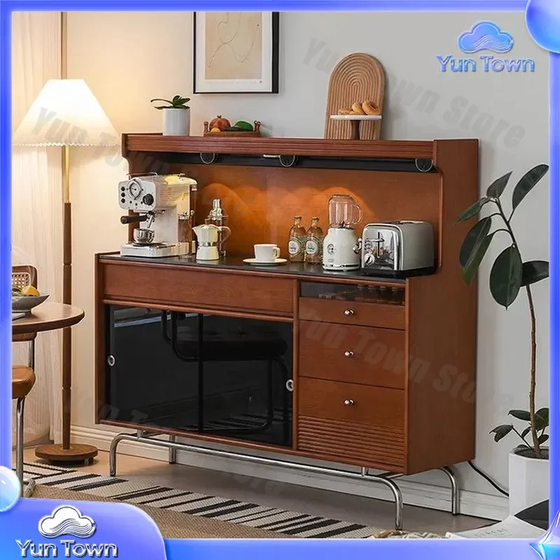 French Solid Wood Dining Side Cabinet for Rock Slab Wall Mounted Tea Cabinet Medieval Integrated Storage Coffee Table