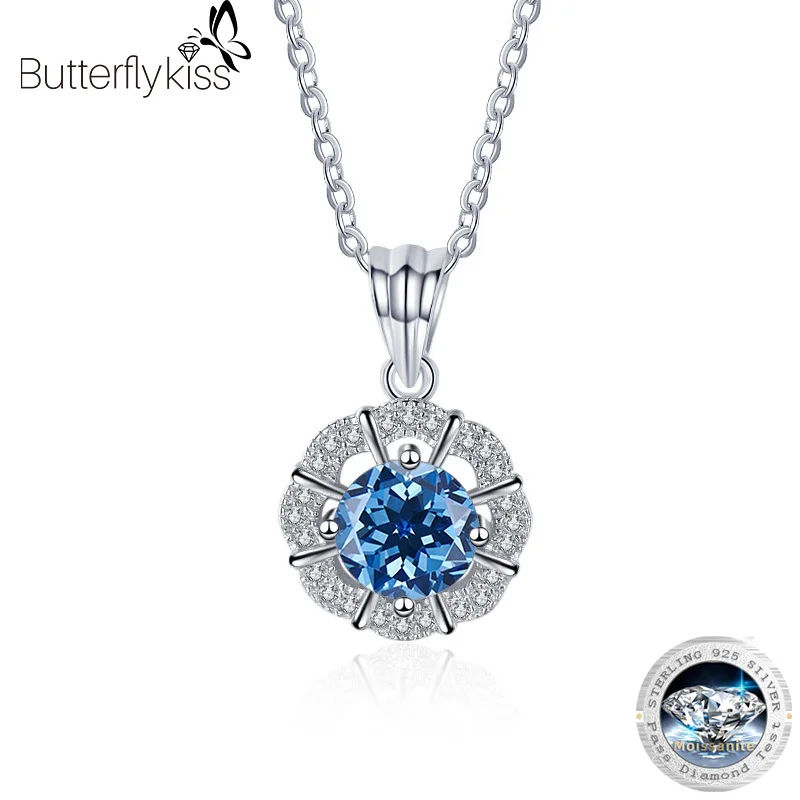 

Butterflykiss 100% 925 Sterling Silver 1 CT Moissanite Necklace Diamond Pendant For Women Wedding Engagement Fine Jewelry Gifts