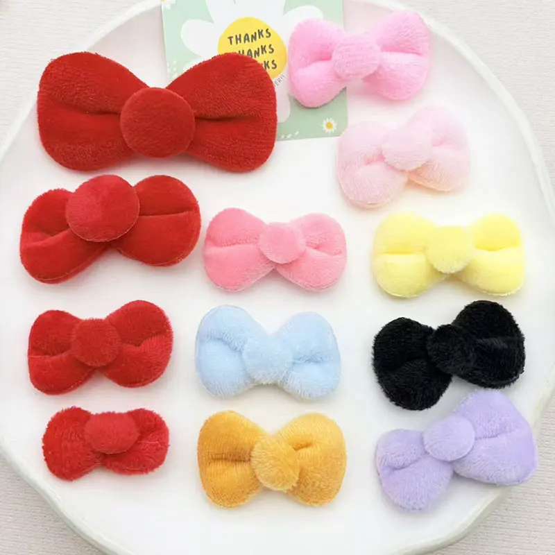 20 Stück Plüsch-Filzstoff-Schleifenapplikationen in verschiedenen Größen für DIY-Bastelarbeiten, Puppenhaarspangen, Taschenherstellung, Bastelbedarf – Detail 1