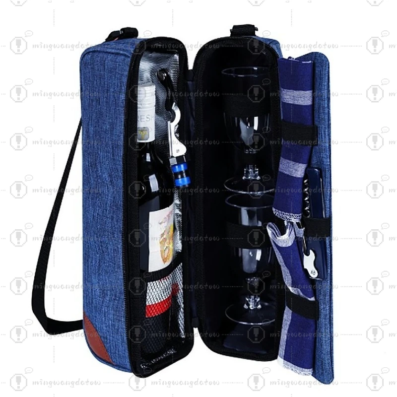 

Wine Tote Bag with Insulated Compartment, Picnic Set, Leakproof Insulated Wine Cooler Bag