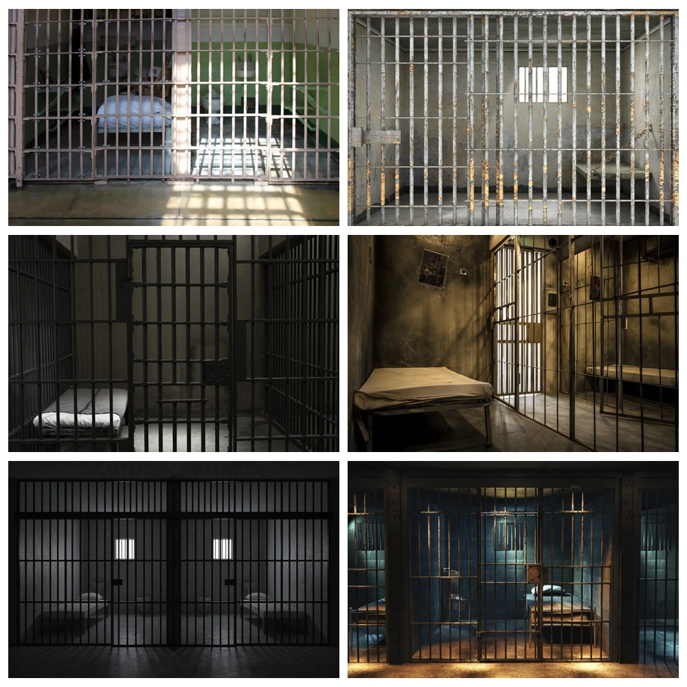 Prison Cell Room Scene Photography Backdrop Dark Jail Cell Movie Shooting Portrait Photographic Background Photo Studio Props