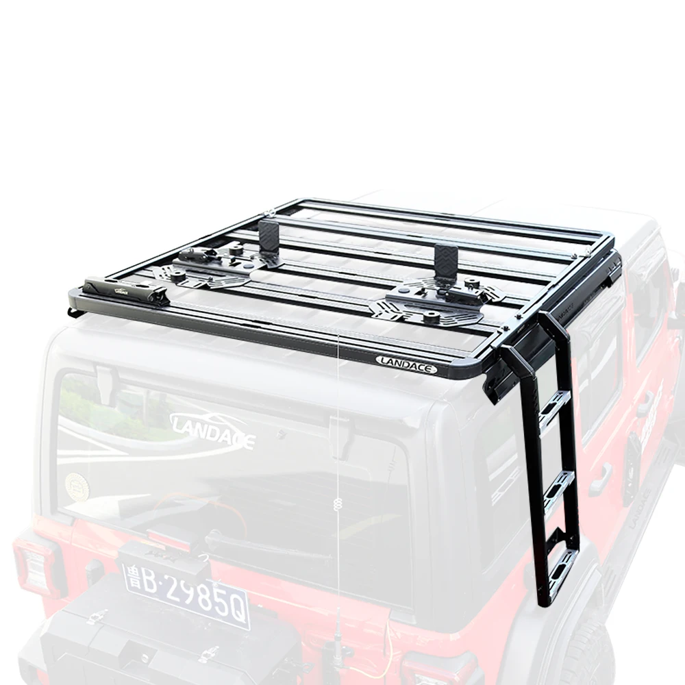 Accessories Steel Kit Double Side Ladder Car Roof Ladder Black Side Ladder  For Jeep Wrangler Jl Jk