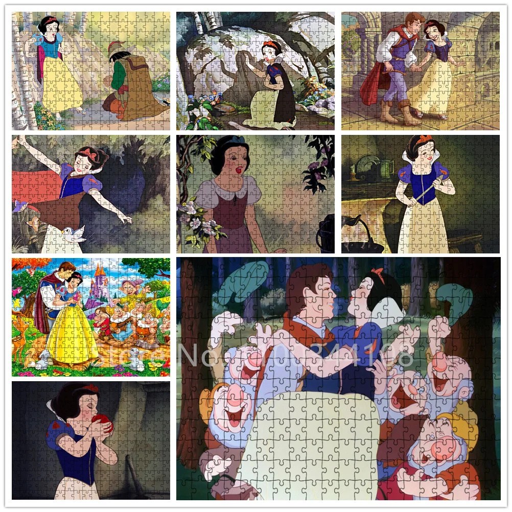 

Snow White and The Seven Dwarfs Jigsaw Puzzles Disney Cartoon Princess Prince 1000 Pieces Puzzle for Kids Educational Toys