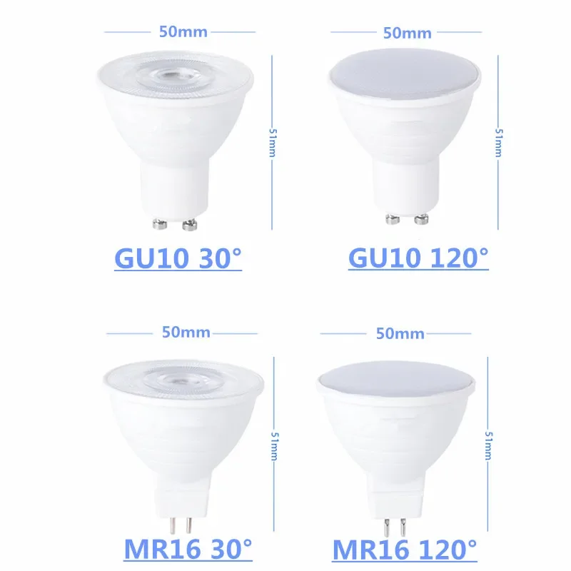 GU10 MR16 Led Bulb Spotlight 12V 110V 220V Natural Light Nature White 4000k Cool White 6500k Warm White 3000k Dimmable Cob Lamp