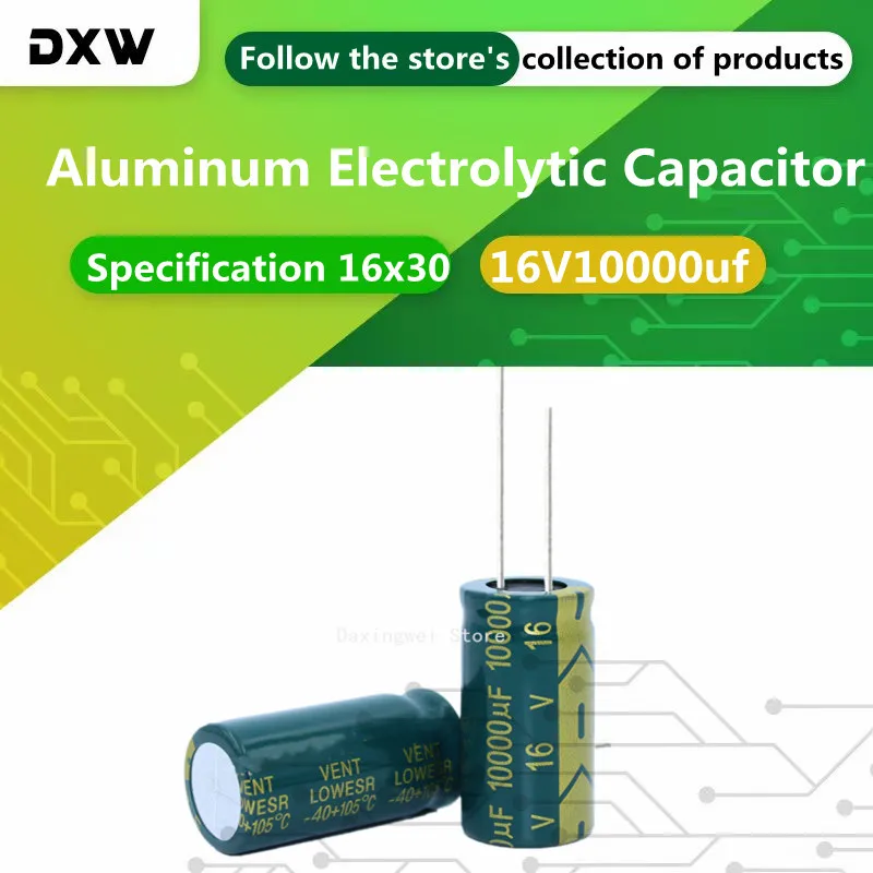 10PCS/Lot 16V10000uf Aluminum Electrolytic Capacitor Specification 16x30 High Frequency Low Resistance Capacitor