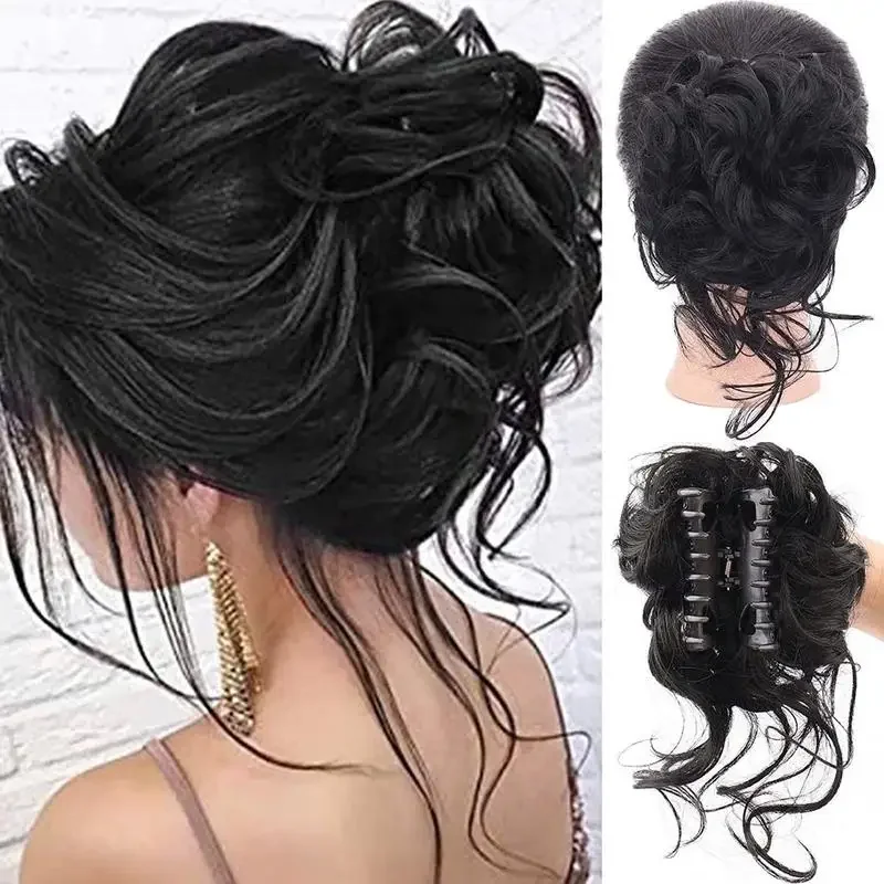 Clip per artiglio da donna su chignon disordinato posticci capelli sintetici ondulati chignon ciambella updo chignon estensioni dei capelli per ragazze