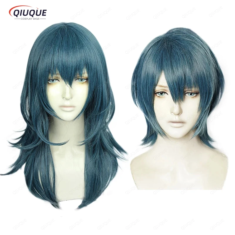 

Fire Emblem: ThreeHouses Byleth Cosplay Wigs High Temperature Fiber Blue Green Mixed Long and Short Hair + Free Wig Cap