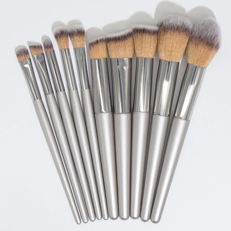 Hot sale 10/14 pcs Brilliant space grey bicolor gradient high elastic bristles metal ferrule easy to color profession brush set