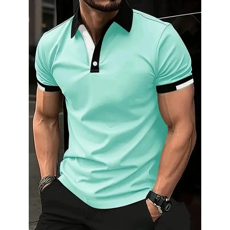 Men's Fashion Solid Color Polos T-Shirts Summer Short Sleeve 3D Printed Street Male POLO Tee 6XL Plus Size Casual Tops Pullovers image 3