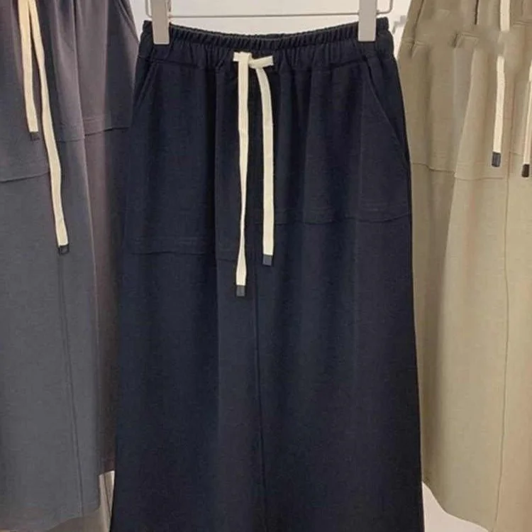 

plus Size High Waist Dstring ket Skirt Women's Autumn Winter Loose Meat Concealing Straight Tube Skirt Trendy