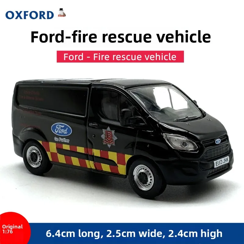 Diecast OXFORD 1:76 Scale Ford Van Fire Rescue Vehicle Alloy Car Model Collectible Toy Gift Souvenir Display Ornament