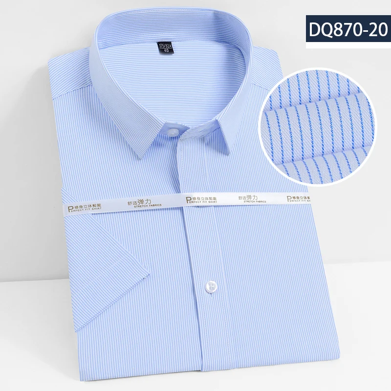 New Bamboo Fiber Stretch Men Shirt Fashion Casual Business Short-Sleeved Top Anti-Wrinkle No-Iron Solid Color Formal Shirt S-8XL