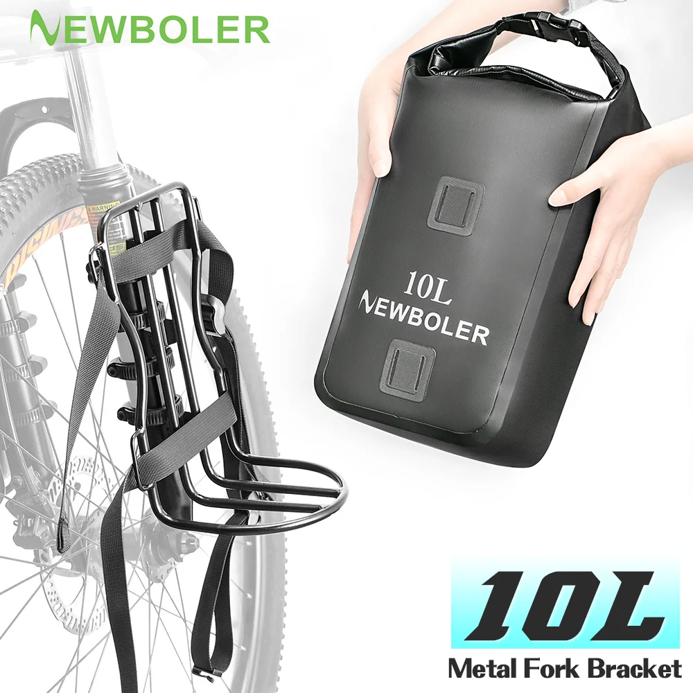 NEWBOLER Cycling Bag 10L Capacity Bicycle Front Fork Shelf Bag Metal Material Portable Pannier Bag Luggage Carrier Accessories