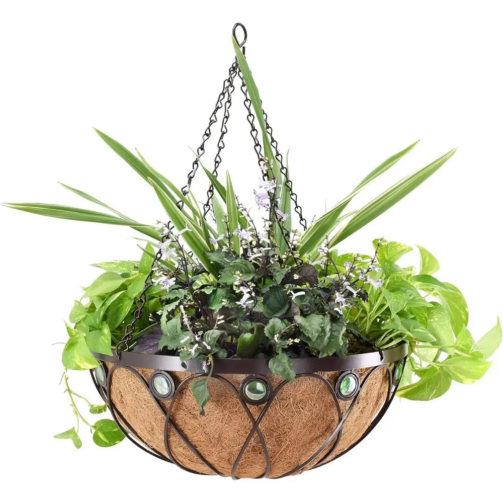 

Arcadia Garden Products Emerald Series Round Hanging Basket Planters, 20-Inch Metal Copper Accent CB03