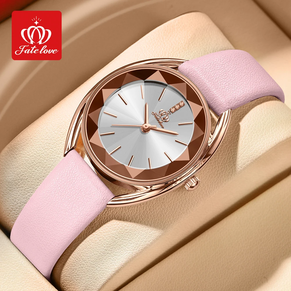 Fate Love 902 New Elegant Women's Watches Waterproof Fashion Quartz Ladies Wristwatch Simple Dial Leather Luxury Watch For Women