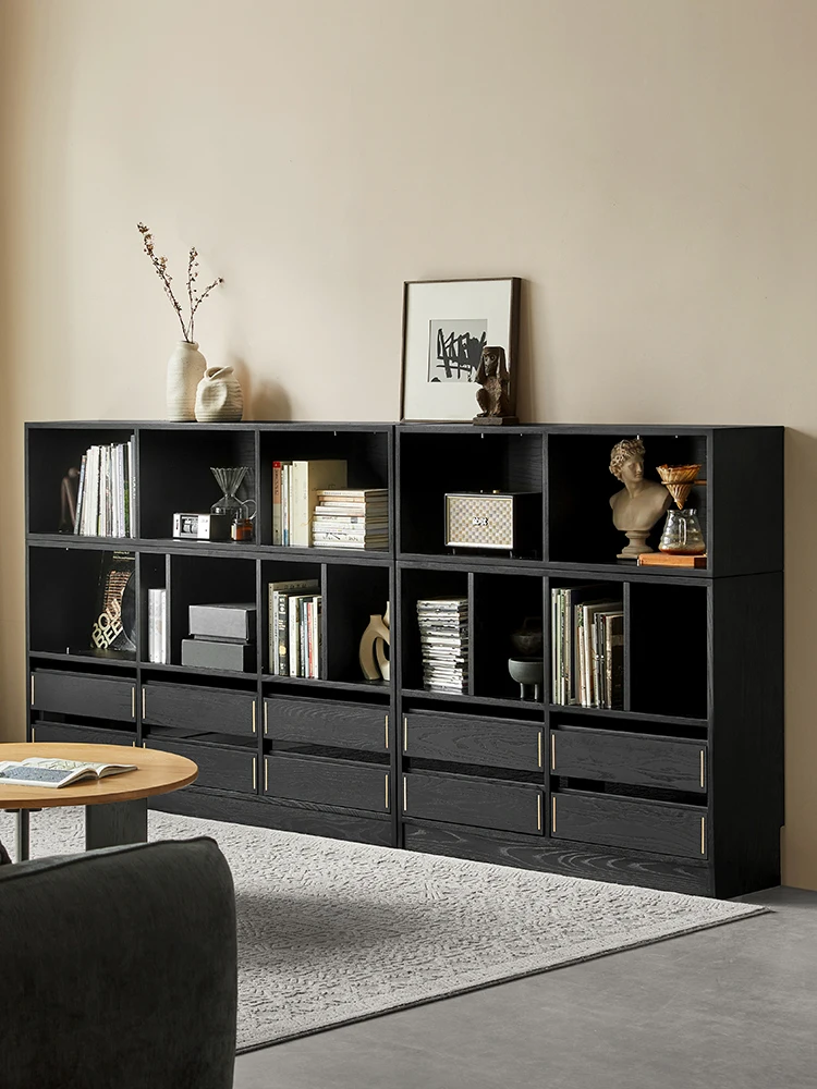 

Fanye Furniture Solid Wood Bookcase Module Combination Side Cabinet Floor to Floor Low Cabinet Living