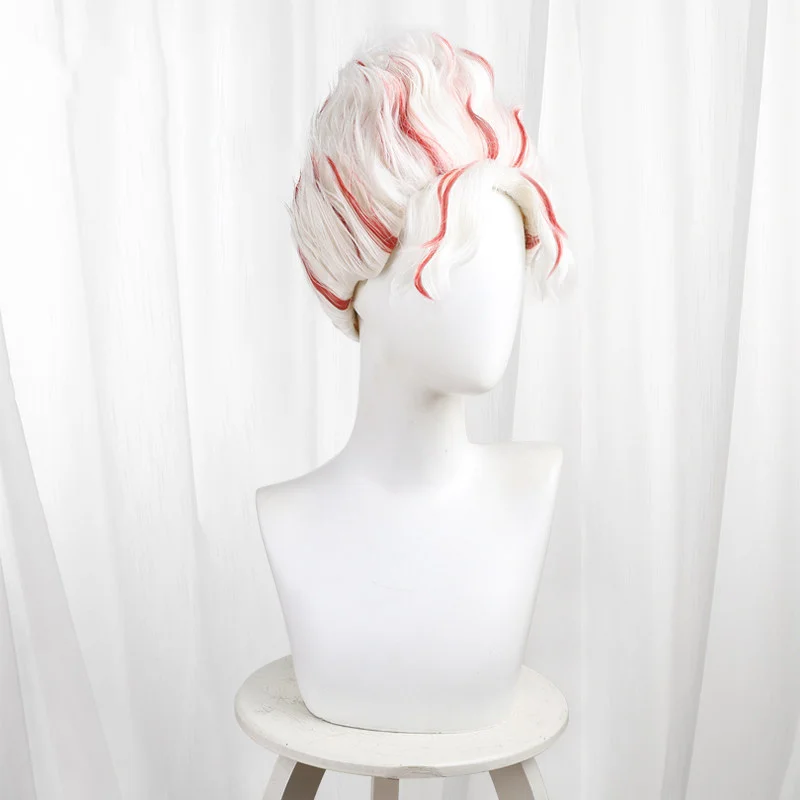 애니메이션 DAN DA DAN 타카쿠라 켄 오컬트 코스프레 가발 안경 남성 화이트 레드 짧은 곱슬 머리 할로윈 파티 카니발 합성 가발