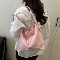 Simple Star Pendant Weave Tote Bag Bucket Bag Large Capacity Pu Handbag Korean Underarm Bag Silver Shoulder Bag Travel