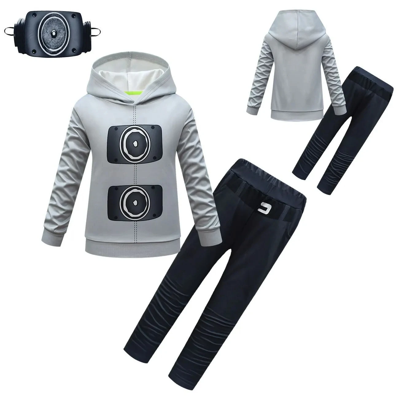 

Skibidi Toilet Kids Costume Sets Cosplay Halloween Horror Costume Camcorderman Children's Hooded Sweater Trousers Two-piece Suit