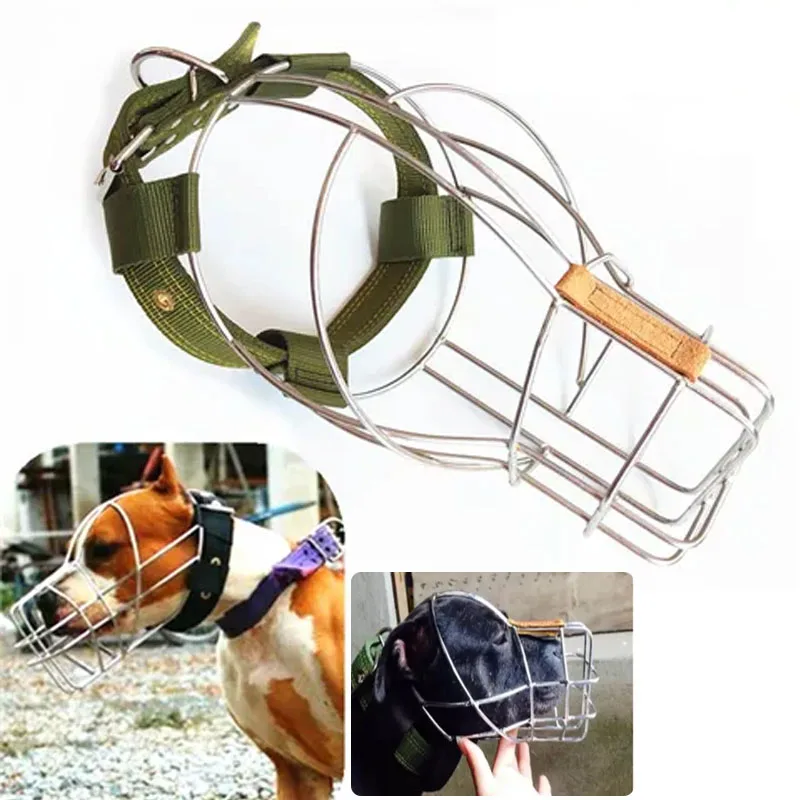 

Dog Tactical Stainless steel Training Impact Anti Bite Head Cover, Mouth Cage, Pitbull Dugao Hunting Dog For Medium and Large