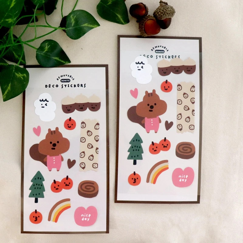 Korea Deco Sticker Bakery Bread Bear Fruit Cute Journaling Craft Supplies Scrapbooking Material Stationery Kawaii Stickers