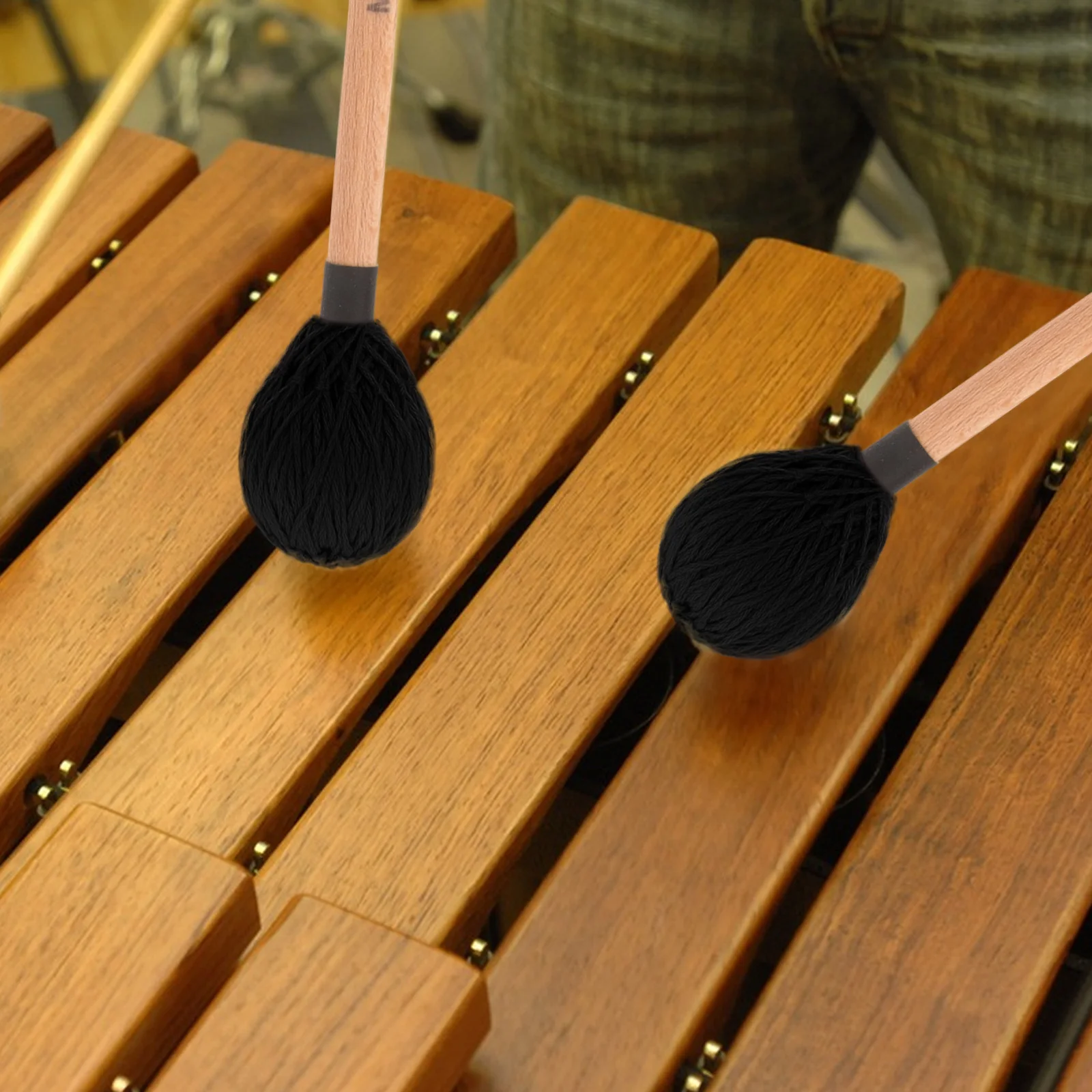 

Musical Xylophone Hammer Instrument Sticks Drumstick Black Yarn Drumsticks Baby