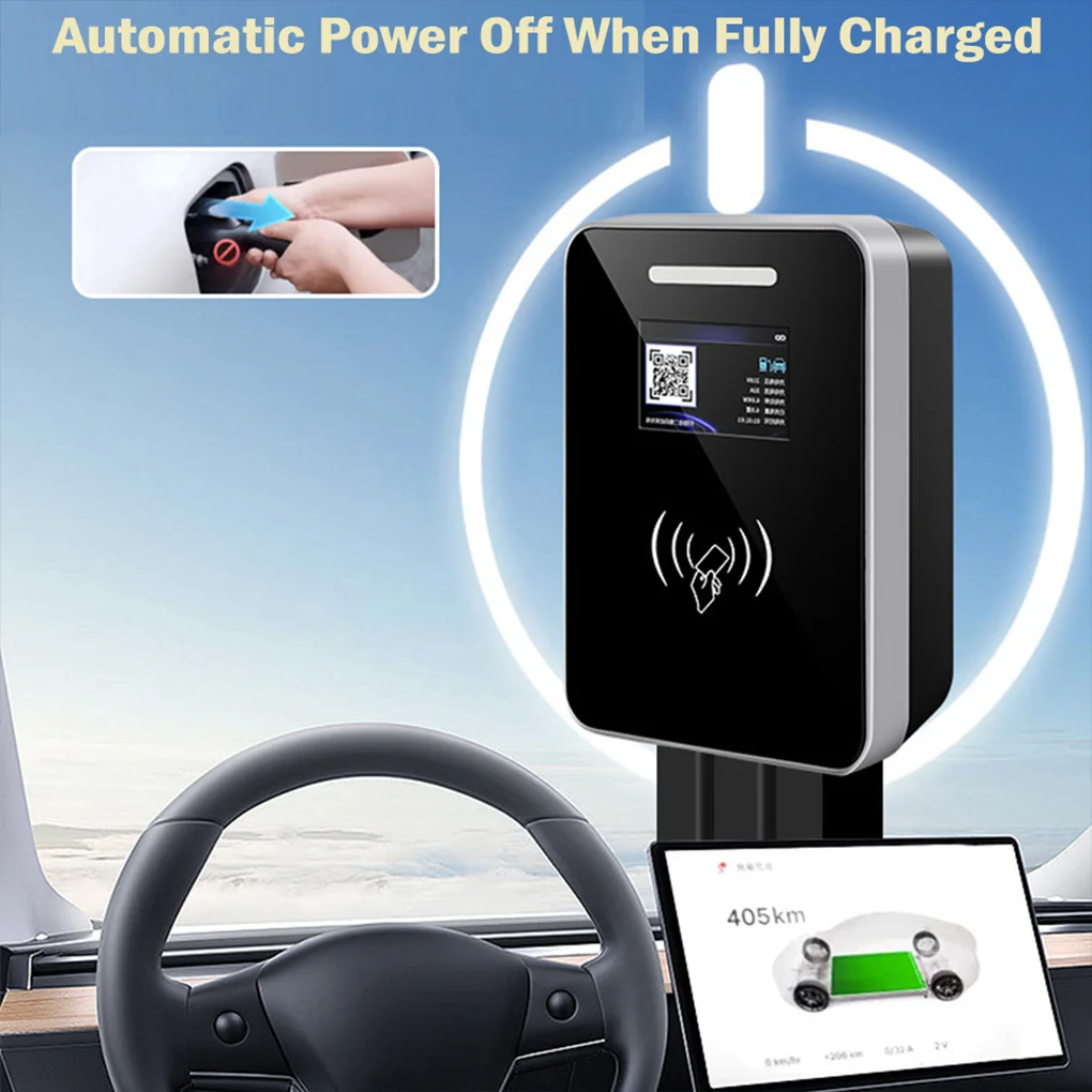 สถานีชาร์จรถยนต์ไฟฟ้าแบบ TYPE-2 พร้อม WIFI/APP/บลูทูธ หน้าจอ 4.3 นิ้ว กำลังไฟ 7KW 32A เครื่องชาร์จรถยนต์ไฟฟ้า TYPE2