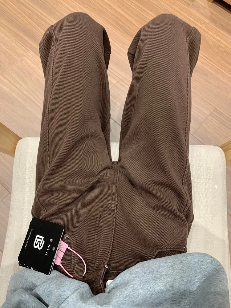 Hoge taille verdikte Fce wijde pijpen jeans dames casual Sle mes losse fit denim broek herfst winter afslanken