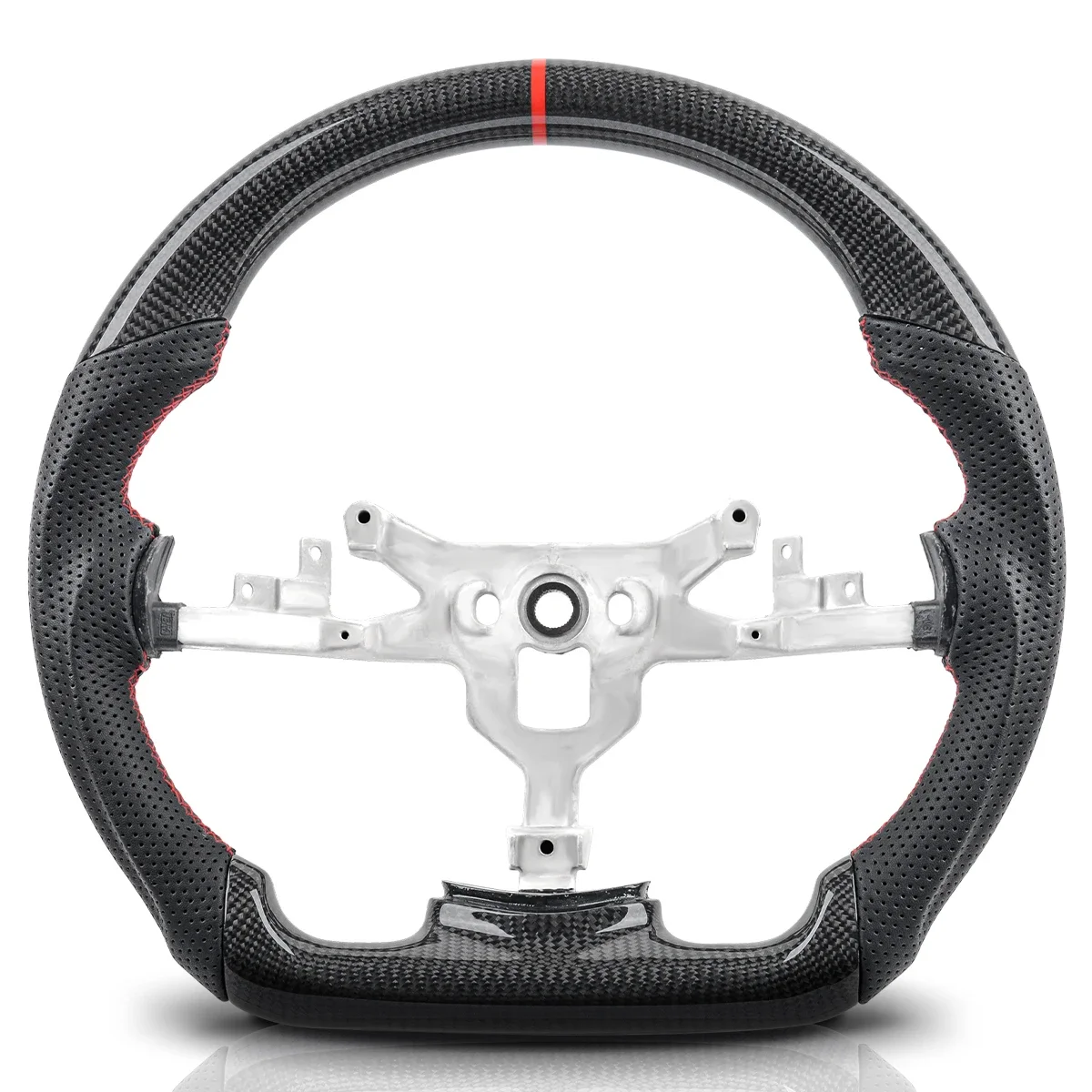

Real Carbon Fiber Car Steering Wheel For Chevrolet Corvette C6 Z06 ZR1 2006-2011 Perforated Leather Sporty Look Red Marking