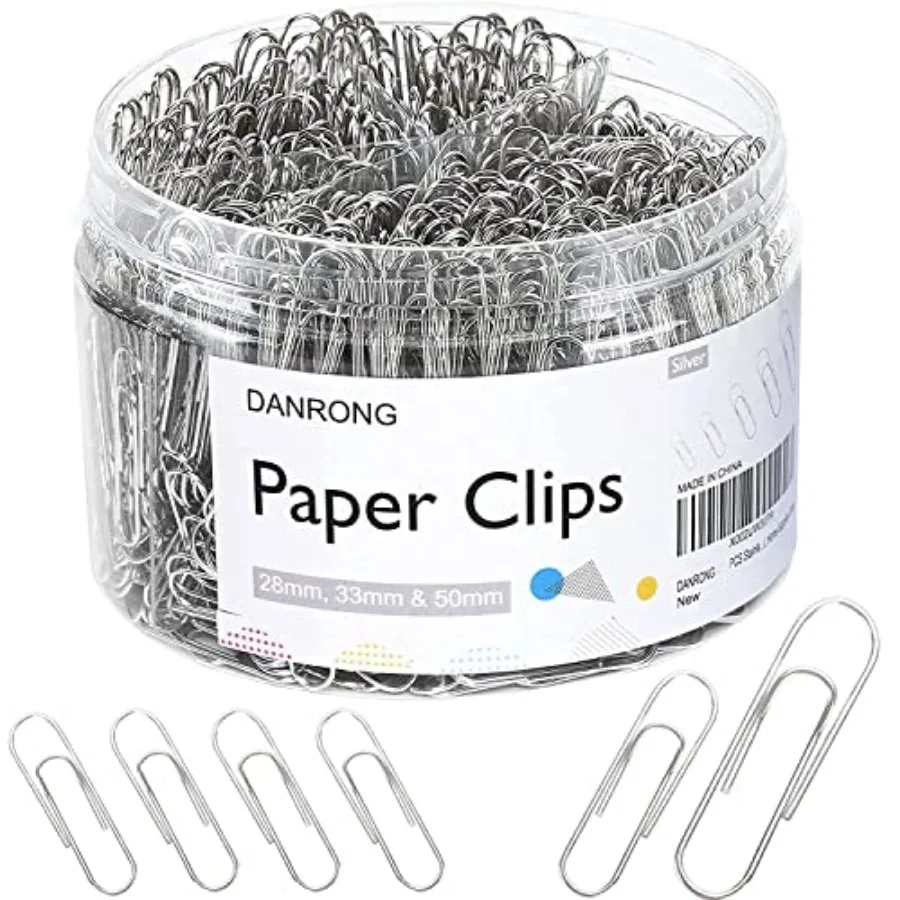 

650 PCS Paper Clips Assorted Sizes, Small Medium and Large 1.1", 1.3" and 2",Paperclips for Office, School, Home Supplies-Silve