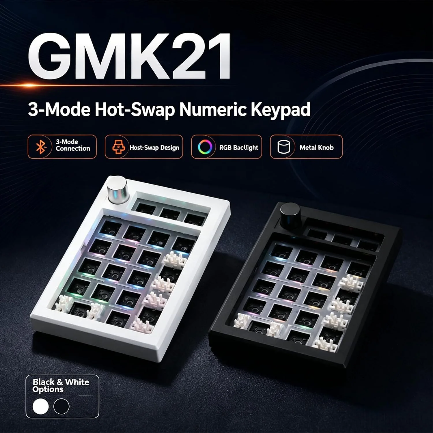 ZUOYA GMK21 Wireless Mechanical Keyboard KIT 21 Keys Tri-Mode Bluetooth 2.4g Wired Hot Swap Number Keyboard Kit Support VIA/QMK