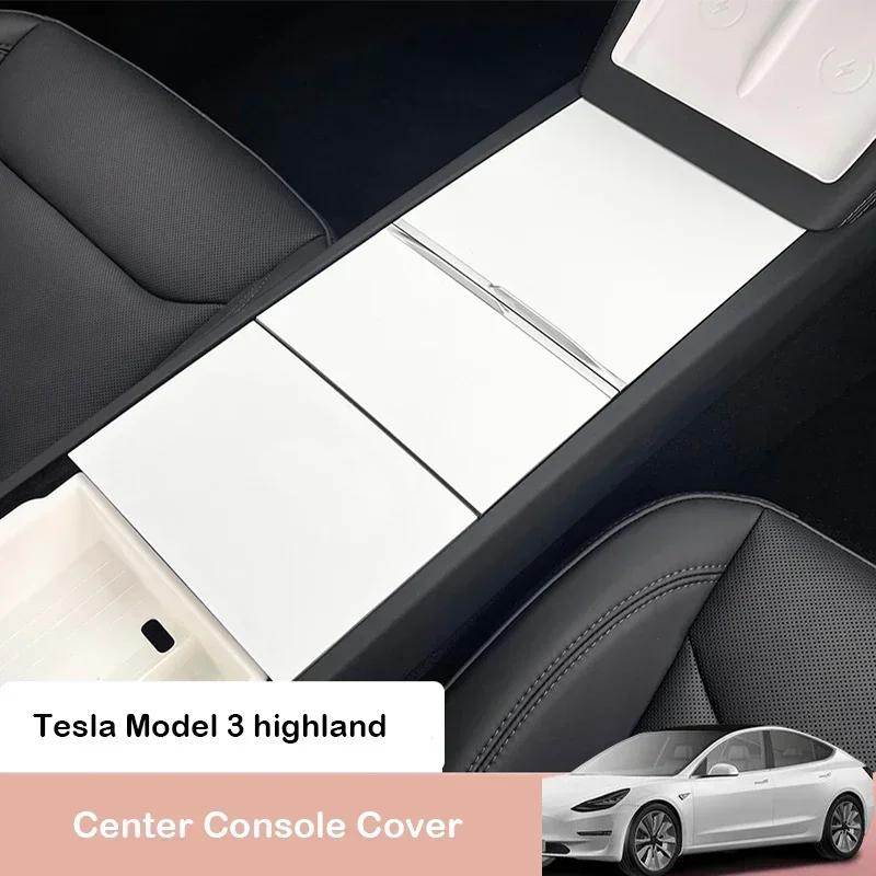 Central Console Cover For Tesla Model 3 highland 2024 Arcylic Board Cup Holder Panel Sticker Wrap Protector Interior Accessories