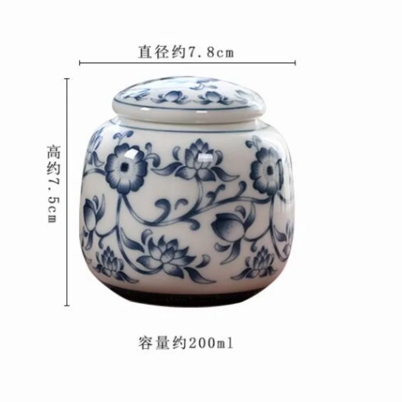 Portable Mini Ceramic Tea Jar with Lid Sealed Moisture-proof Candy Jar Blue and White Porcelain Travel Tea Set Storage Box Gift