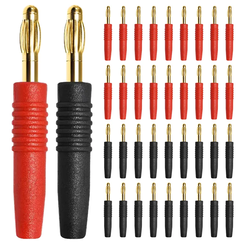 

20/80/400Pcs 2mm Red Black Banana Male Plugs Banana Plug Connector Audio Speaker Wire Cable Connectors