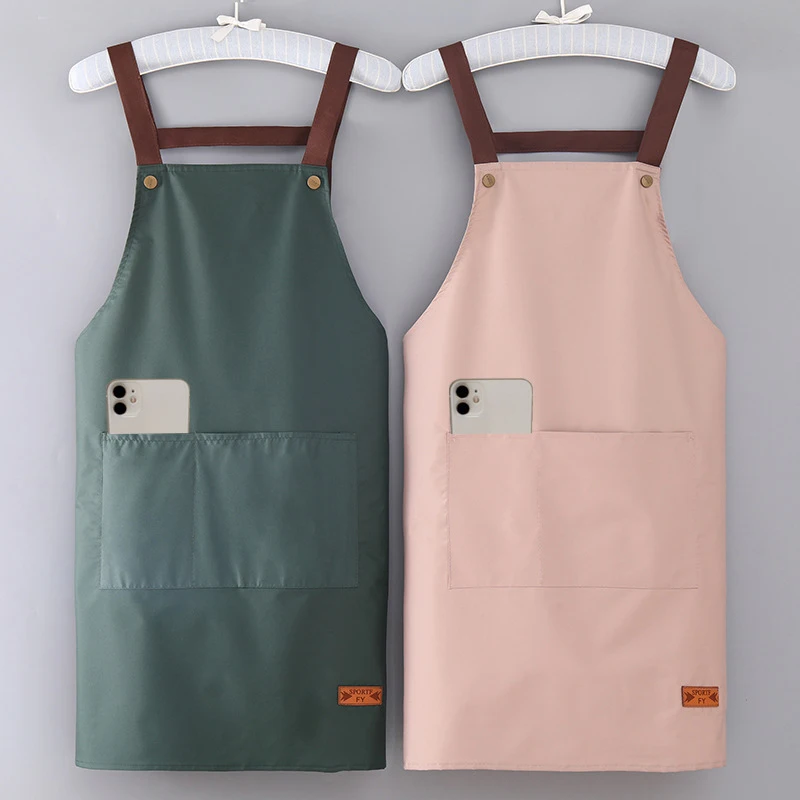 Fashionable Dark Green Waterproof Apron For Outdoor Barbecue And Home Kitchen Use -1PCS