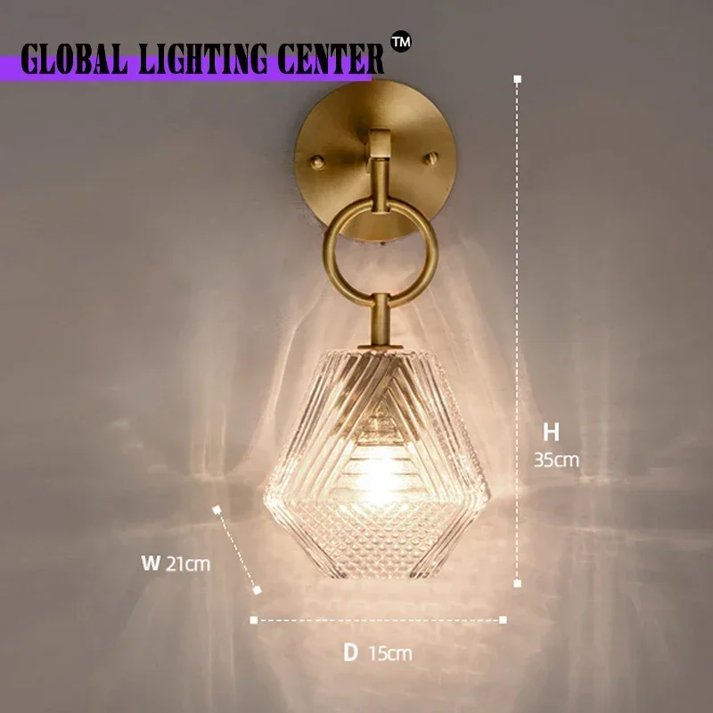 Diamond Glass Wall Lights Indoor Home Decor European Style 110-220V DC Wiring Wall Lamps Bedroom Living Room Proch Lamp