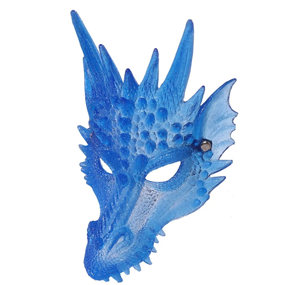 1Pc 3D Dragon Mask Costume Prop Mask Dress-up Accessory for Halloween Masquerade Cosply Costume Party Carnival Performance (Blue