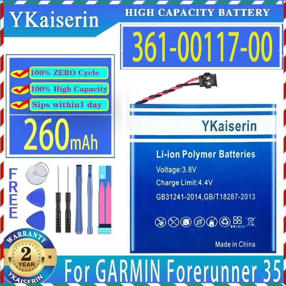 YKaiserin 260mAh Replacement Battery 361-00117-00 (401920) For GARMIN Forerunner 35 Approach S40 Vivoactive 4S Smart Watch