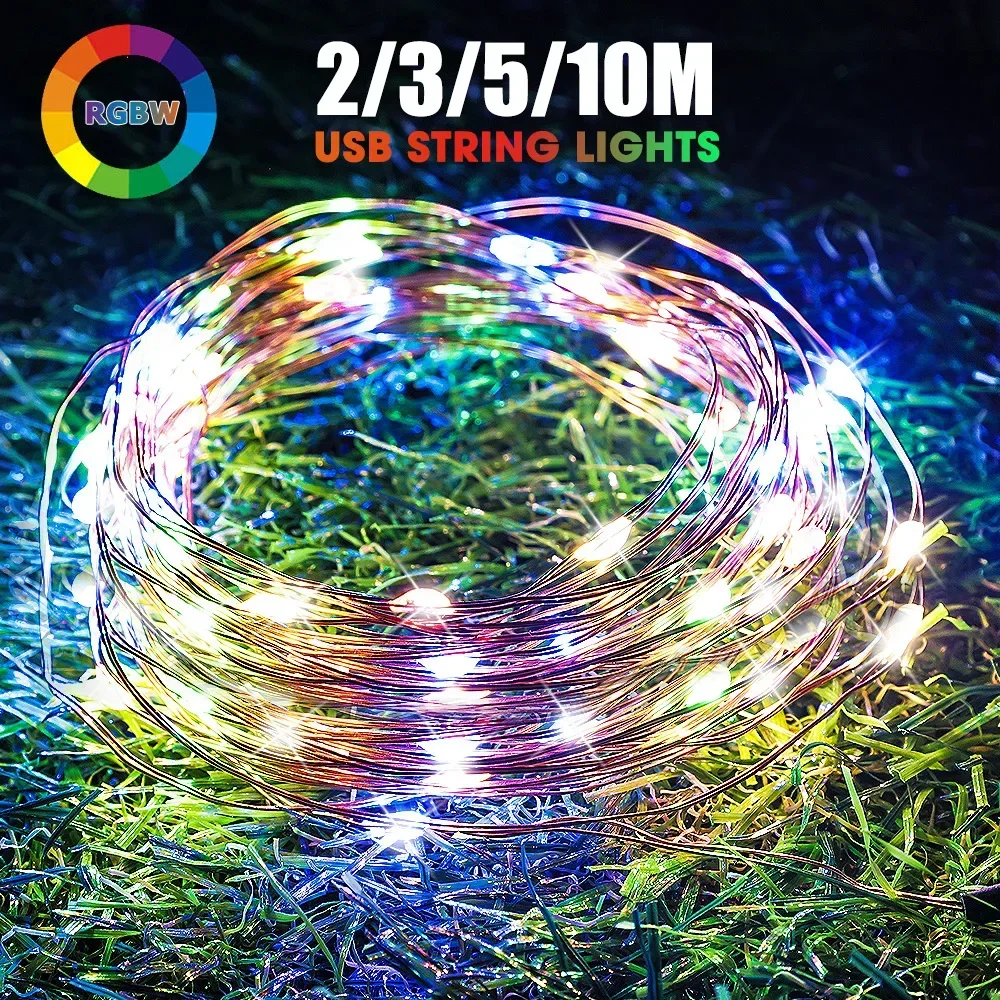 LED Fairy Lights Colorful Copper Wire USB Battery Powered Garland String Lights Waterproof Xmas Wedding Party Decors 2/3/5/10M