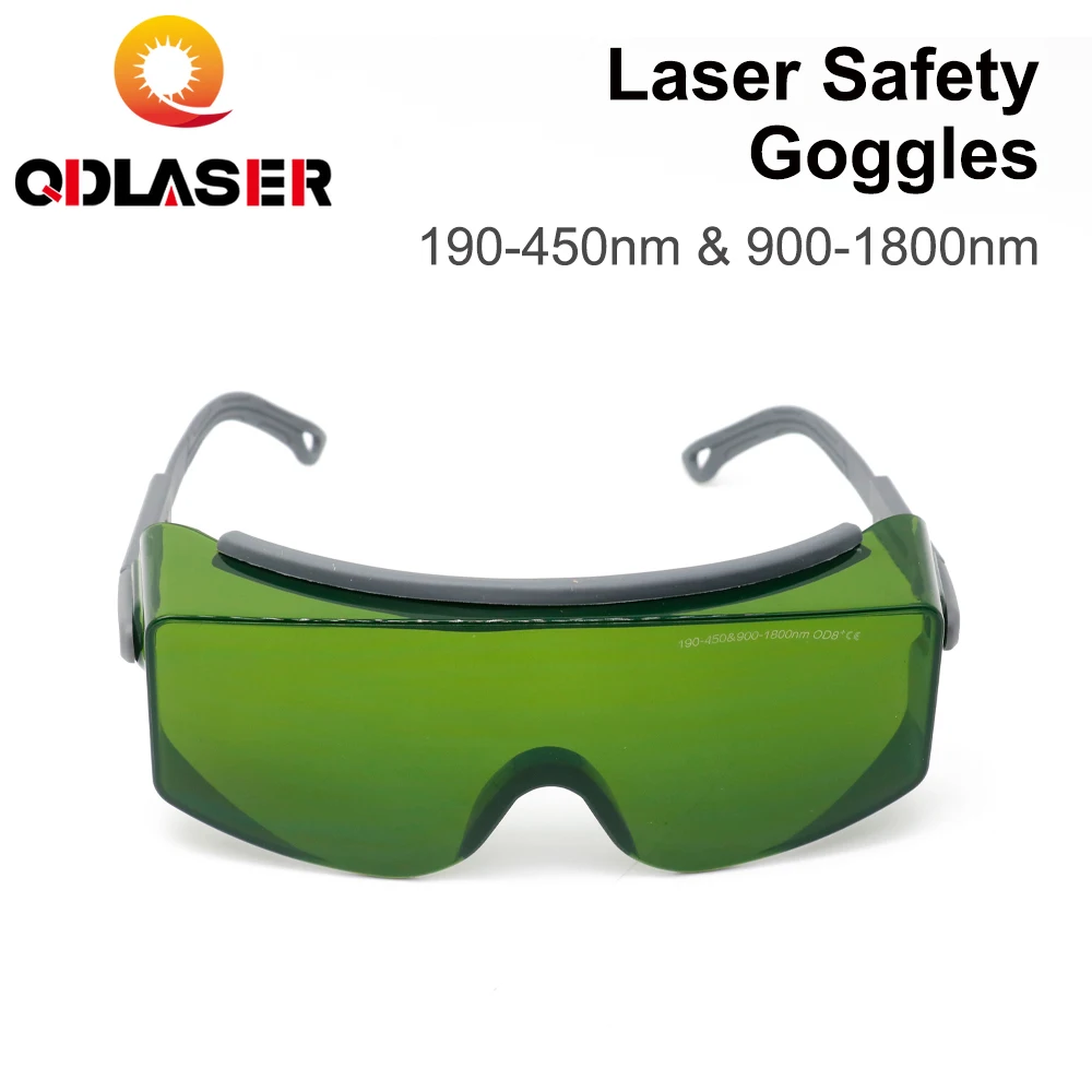 QDLASER แว่นตาป้องกันเลเซอร์แว่นตานิรภัย 190-450nm และ 900-1800nm OD8 + CE สําหรับไฟเบอร์เลเซอร์เครื่องหมายและตัด