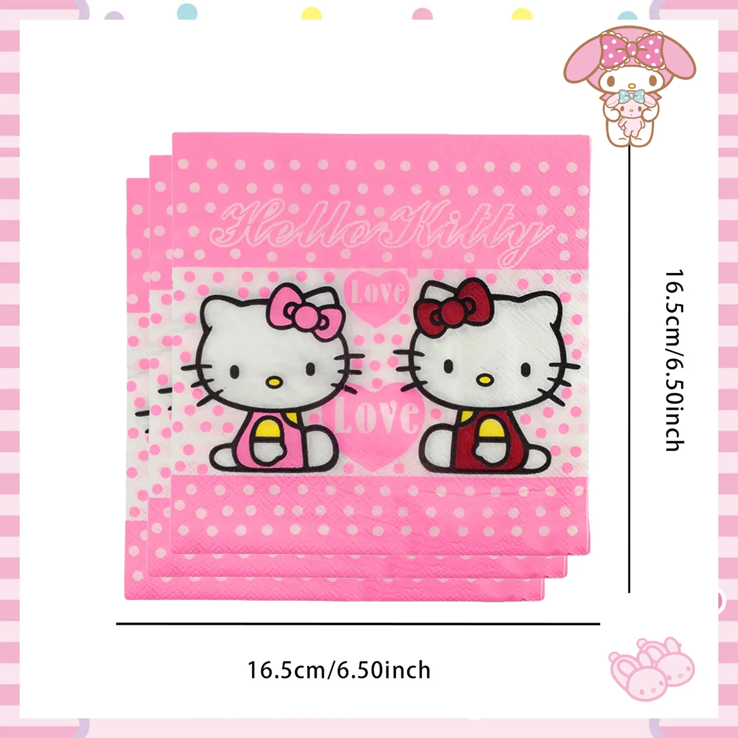 Hello Kitty Guardanapos para o Chuveiro do Bebê, Guardanapo Sanrio Cinnamoroll para Menino e Menina, Fontes para Festa de Aniversário Infantil