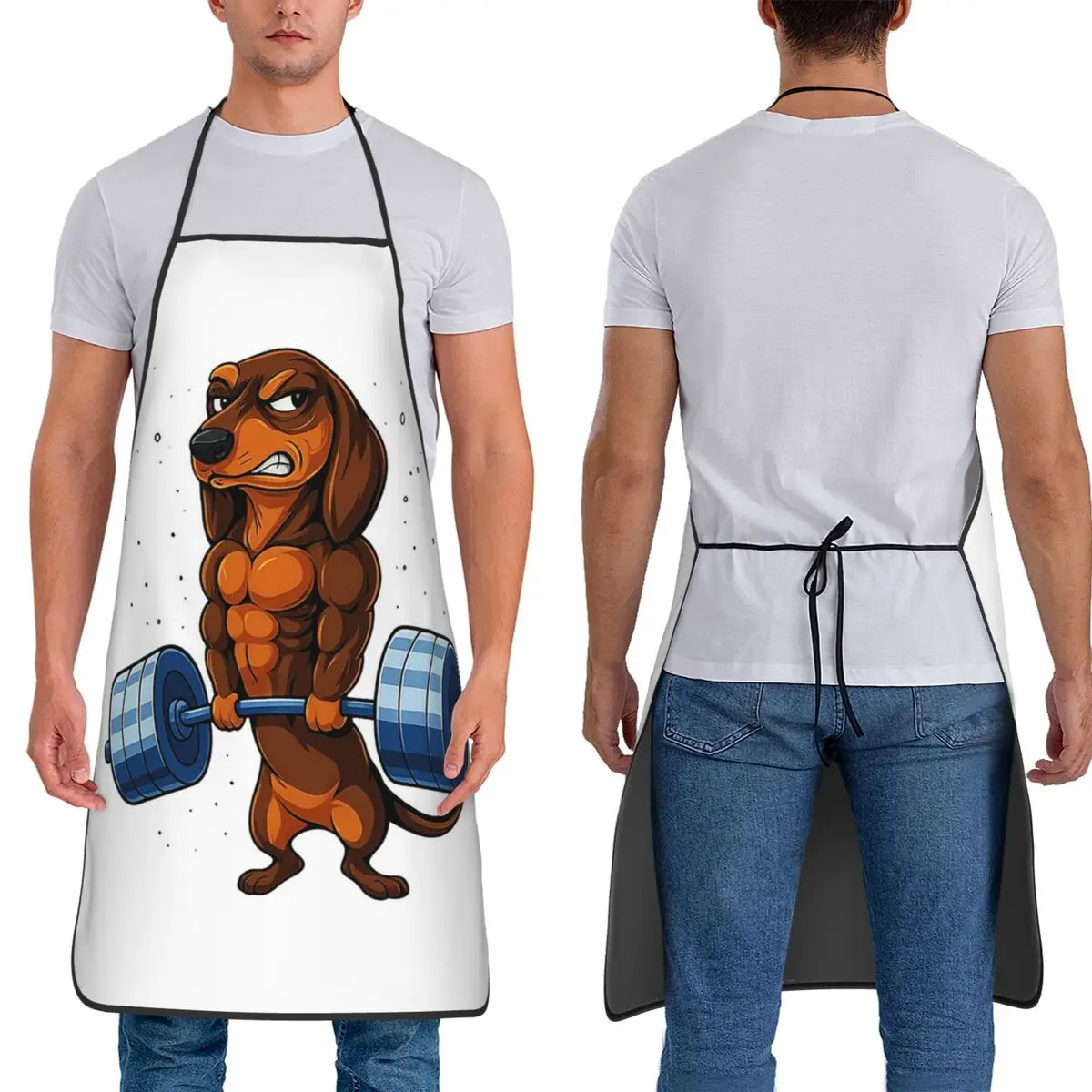 Dachshund Bodybuilding Gym Lover Sausage Dog Gardening Aprons Chef Cuisine Tablier Bib Kitchen Cleaning Pinafore For Unisex