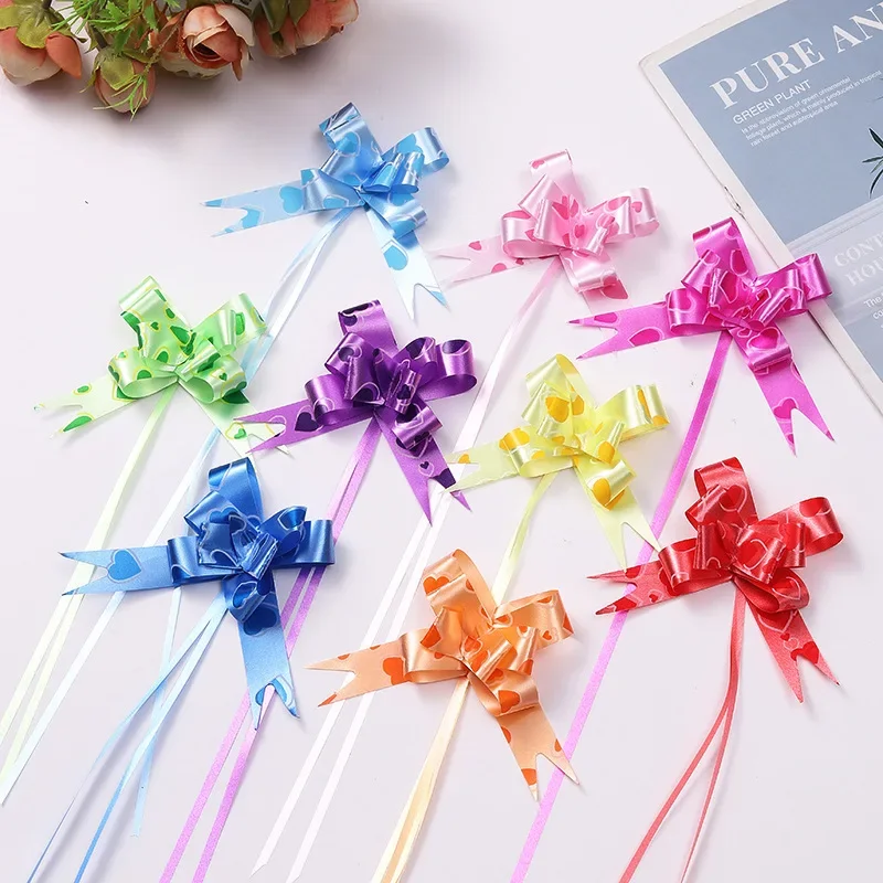 200Pcs Medium Size Pull Flower Bow Knot Pull Bow Gift Ribbons Flower Wrappers Christmas Birthday Gift Packaging Party Decoration