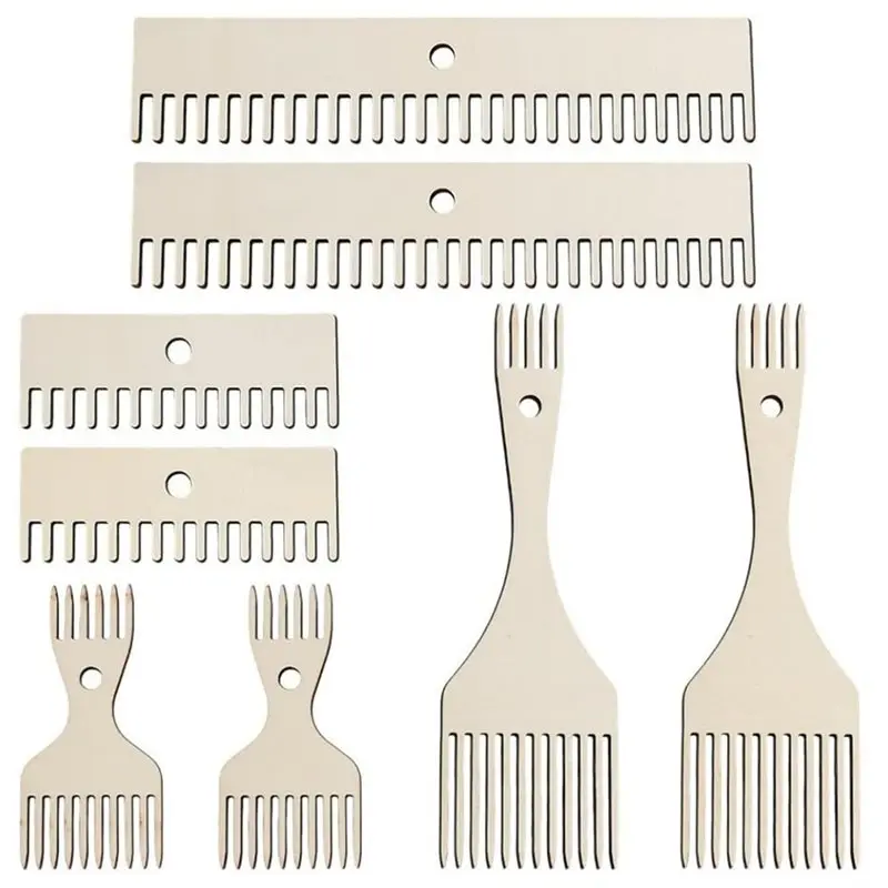 

【ЭЛЕКТРОННЫЕ АКСЕССУАРЫ】Для изготовления пледов: набор из 8 деревянных гребней для ткацкого станка, деревянный гребень-бейкер для гобеленов, для вязания и рукоделия